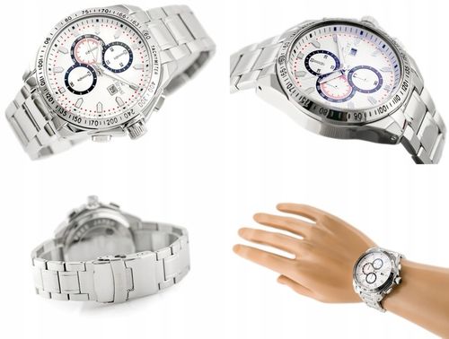 ZEGAREK MĘSKI G. ROSSI VIPER +BOX +GRAWER datownik bransoleta srebrny na Arena.pl