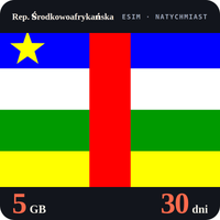 Karta eSIM Internet Rep. Środkowoafrykańska 5 GB na 30 dni