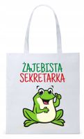 Dla Sekretarki Na Prezent Torba Eco Biała Shopper Z Nadrukiem Ze Zdjęciem
