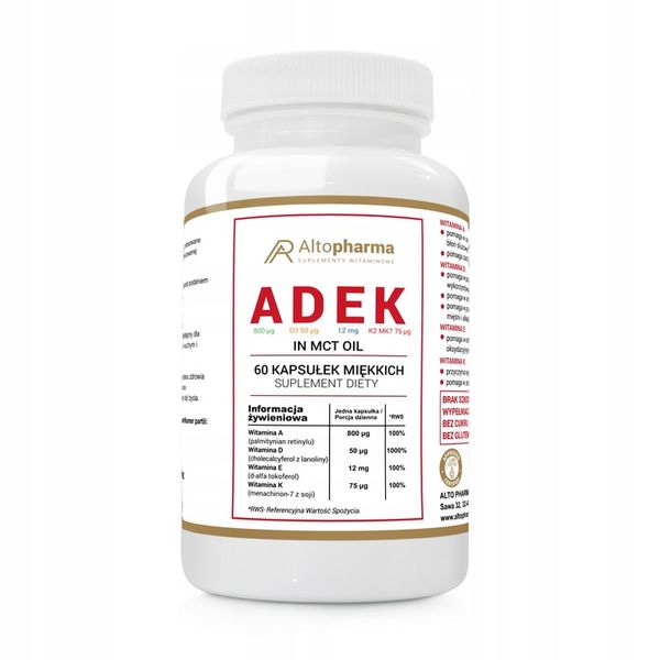 ADEK FORTE A,D3,E,K2 MK-7 oleju MCT KOKOSA 60 kaps zdjęcie 1