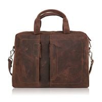 skórzana torba męska na laptopa z uchwytem na walizkę brązowa vintage