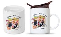 Zestaw Andrzej Duda Pis Prezent Kubek + Skarbonka Z Nadrukiem Ze Zdjęciem