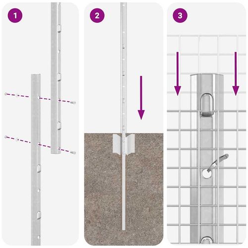 Ogrodzenie z słupkami Srebrny 1.6 x 10 m Stal na Arena.pl
