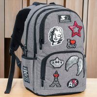 STARTER PLECAK DO SZKOŁY 2 KOMORY DLA MŁODZIEŻY MODNY Z NASZYWKAMI