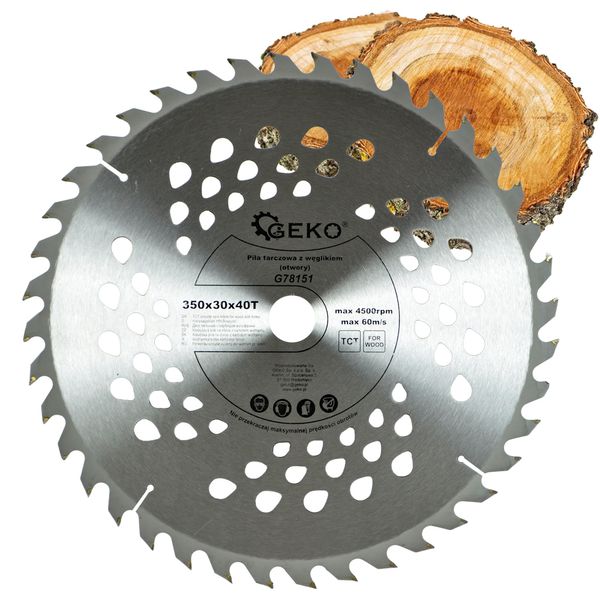PIŁA TARCZA WIDIOWA DO CIĘCIA DREWNA 350x30 40 ZĘBÓW TNĄCYCH GEKO G78151 zdjęcie 1