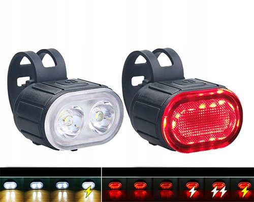 ZESTAW LAMPEK ROWEROWYCH LAMPKI DO ROWERU LAMPKA PRZÓD I TYŁ USB KOMPLET na Arena.pl