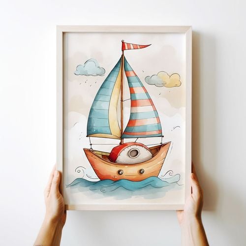 Plakat dla dziecka łódka statek 40x50 cm na Arena.pl