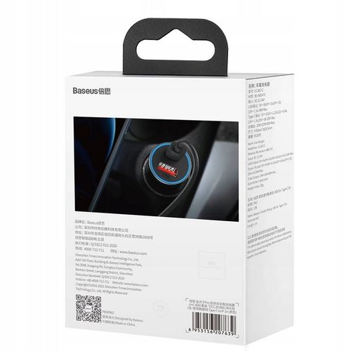 Szybka Ładowarka Samochodowa + Przewód Kabel Szybki Baseus USB + USB-C, QC4 na Arena.pl