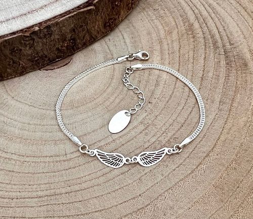 BRANSOLETKA SREBRNA SREBRO 925 SKRZYDŁO DLA NIEJ NA RĘKĘ + GRAWER na Arena.pl