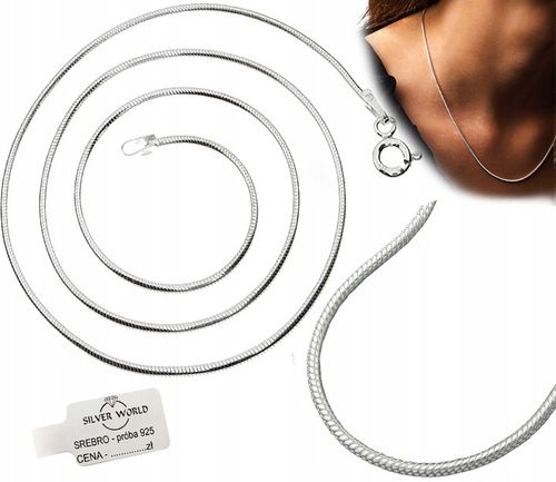 ŁAŃCUSZEK SREBRNY DAMSKI 925 NASZYJNIK GRUBA LINKA ŻMIJKA ŻYŁKA OKRĄGŁA na Arena.pl
