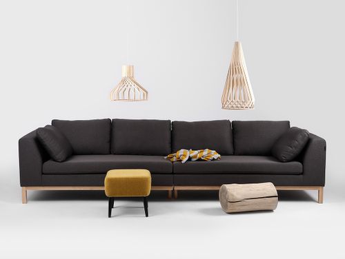 Sofa AMBIENT WOOD 4 osobowa - czarny, naturalny, sofa modułowa na Arena.pl