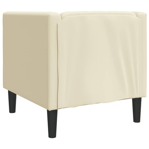 Fotel Chesterfield, kremowy, tapicerowany sztuczną skórą na Arena.pl