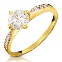 ZŁOTY PIERŚCIONEK ZARĘCZYNOWY 585 14K CYRKONIA r19
