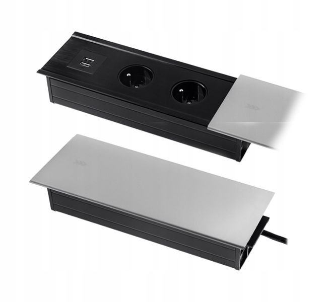 Gniazdo blatowe do biurka chowane rozsuwany mediaport USB SPS-S24S zdjęcie 1