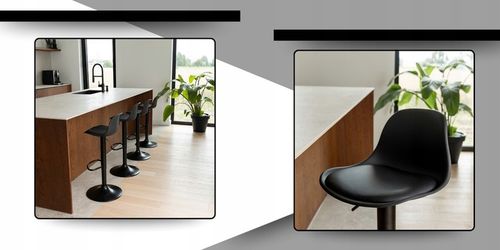 Hoker barowy plastikowy czarny obrotowy regulowany ekoskóra do wyspy na Arena.pl