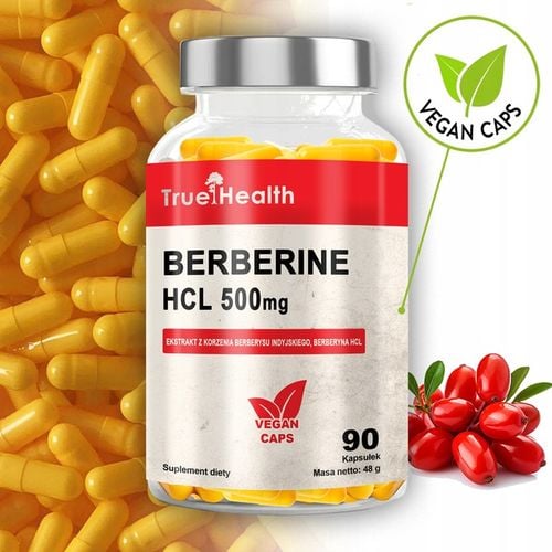 BERBERYNA HCL 500mg 90 kaps BERBERINE ODCHUDZANIE CUKRZYCA WEGE TRUE HEALTH na Arena.pl