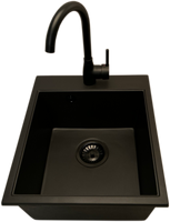 Zlewozmywak jednokomorowy COBALT czarny + bateria czarna LUNA