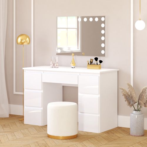 Toaletka MEGAN B3 z lustrem VISAGE biała/FRONTY POŁYSK na Arena.pl