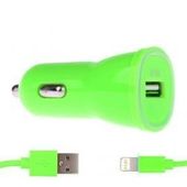 Ładowarka samochodowa Winner Group USB 2.1A+Kabel LIGHTNING -1m zielony