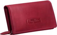 Portfel Skórzany Damski Czerwony RFID Elegancki Funkcjonalny Pojemny Skóra