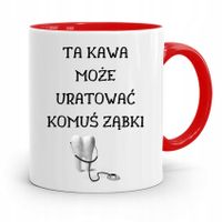 Kubek Czerwony Prezent Dentysty Uratować Ząbki Z Nadrukiem Ze Zdjęciem