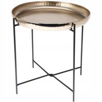 MAŁY STOLIK BOCZNY metalowy złoty okrągły GLAMOUR do wnętrz kawowy 35xh36cm