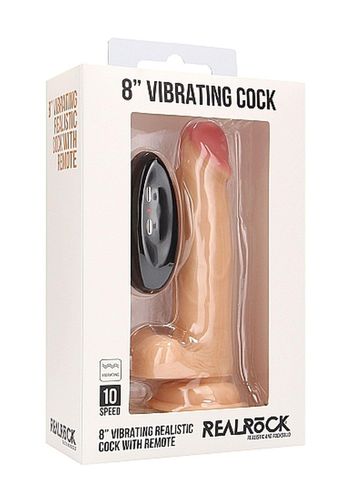 vibrating realistic cock - 8"" - with scrotum - skin na Arena.pl