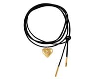 Czarny choker ze złotym pękatym serduszkiem, wiązany z przodu