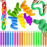 RURKI TUBY SENSORYCZNE ANTYSTRESOWE RURY POP TUBE DLA DZIECI ZESTAW 40 SZT
