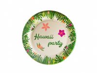 Talerzyki papierowe hawajskie Hawaii Party, 18 cm 6 szt.