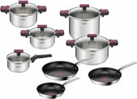 Komplet garnków Cook&Clip patelnie Intuition stal nierdzewna