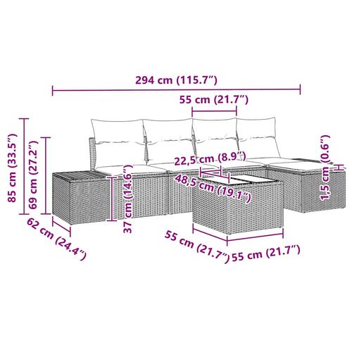 Zestaw Sof na Ogród 6 pcs Brązowy Polirattan na Arena.pl