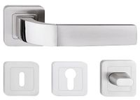 KLAMKA DRZWIOWA PRIMA NIKIEL SATYNA KOMPLET ROZET