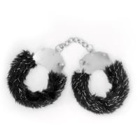 crushious spangle metal cuffs with plush black