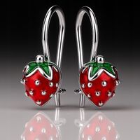 Srebrne Kolczyki 925 Truskawki dla Dziewczynki kolorowe wiszsące