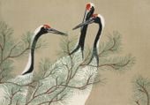 Plakat 100x70cm Cranes, Sekka Japoński Vintage do Salonu