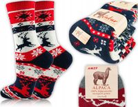 3X Skarpety Damskie WEŁNA ALPAKA 39-42 Świąteczne Mikołaj Gwiazdka