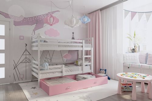 Łóżko piętrowe 190x80 szuflada + materace JACEK na Arena.pl