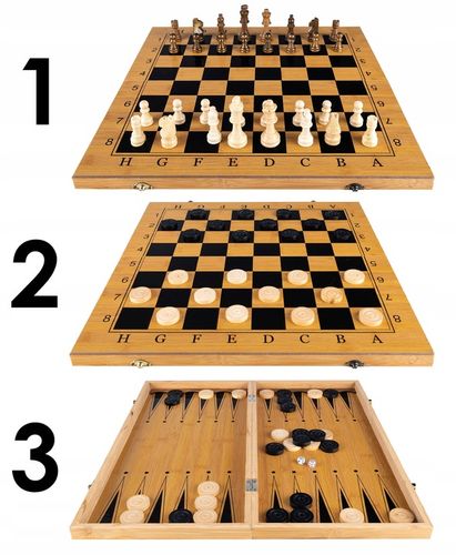 Gra Szachy Warcaby Backgammon 3W1 Drewniane Klasyczne Duże Tryktrak na Arena.pl