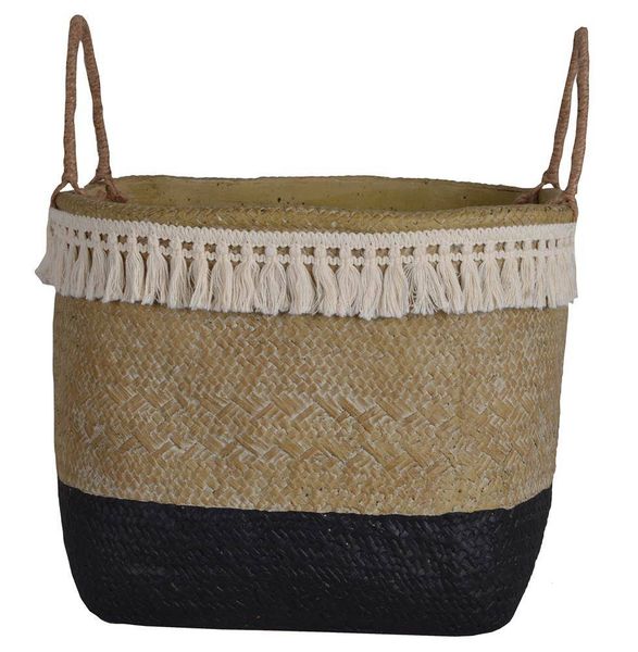 Doniczka ceramiczna boho beżowo-czarna maxi zdjęcie 1