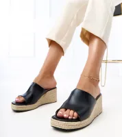 Czarne klapki espadryle na koturnie Felicity 40