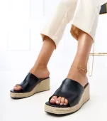 Czarne klapki espadryle na koturnie Felicity 37