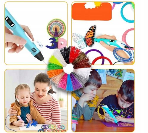 Długopis 3D Zestaw dla Dzieci Drukarka 3 D Pen Magiczny + 210 metrów Wkłady na Arena.pl
