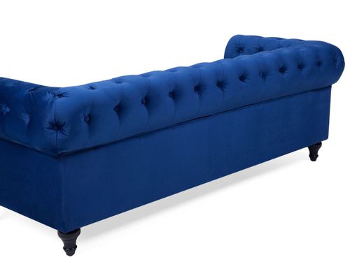 Sofa 3-osobowa welurowa niebieska CHESTERFIELD na Arena.pl