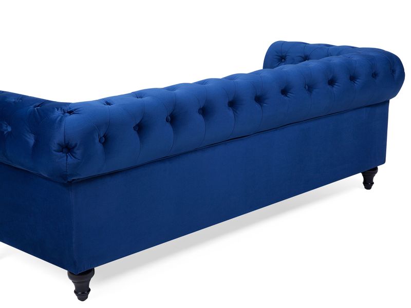 Sofa 3-osobowa welurowa niebieska CHESTERFIELD zdjęcie 9