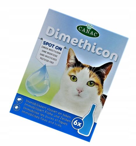 KROPLE NA PCHŁY I KLESZCZE dla kota kotów preparat DIMETHICON 6 DAWEK CANAC na Arena.pl