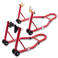 18972 Zestaw 2 stojaków do motocykla na przednie i tylnie koło czerwone