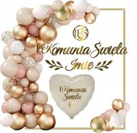 Balony łuk KOMUNIA DZIKI RÓŻ dekoracje baner IMIĘ