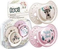 LOVI Smoczek silikonowy dynamiczny 0-3m 2 szt  Wild Soul Girl