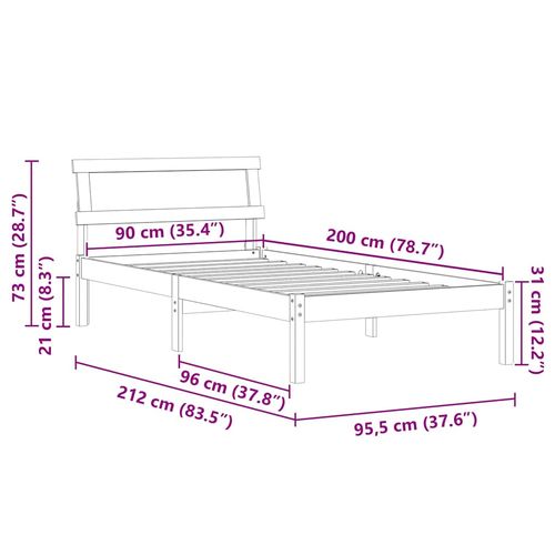 Ramka łóżka Woskowy brąz 90 x 200 cm Lite drewno sosnowe na Arena.pl